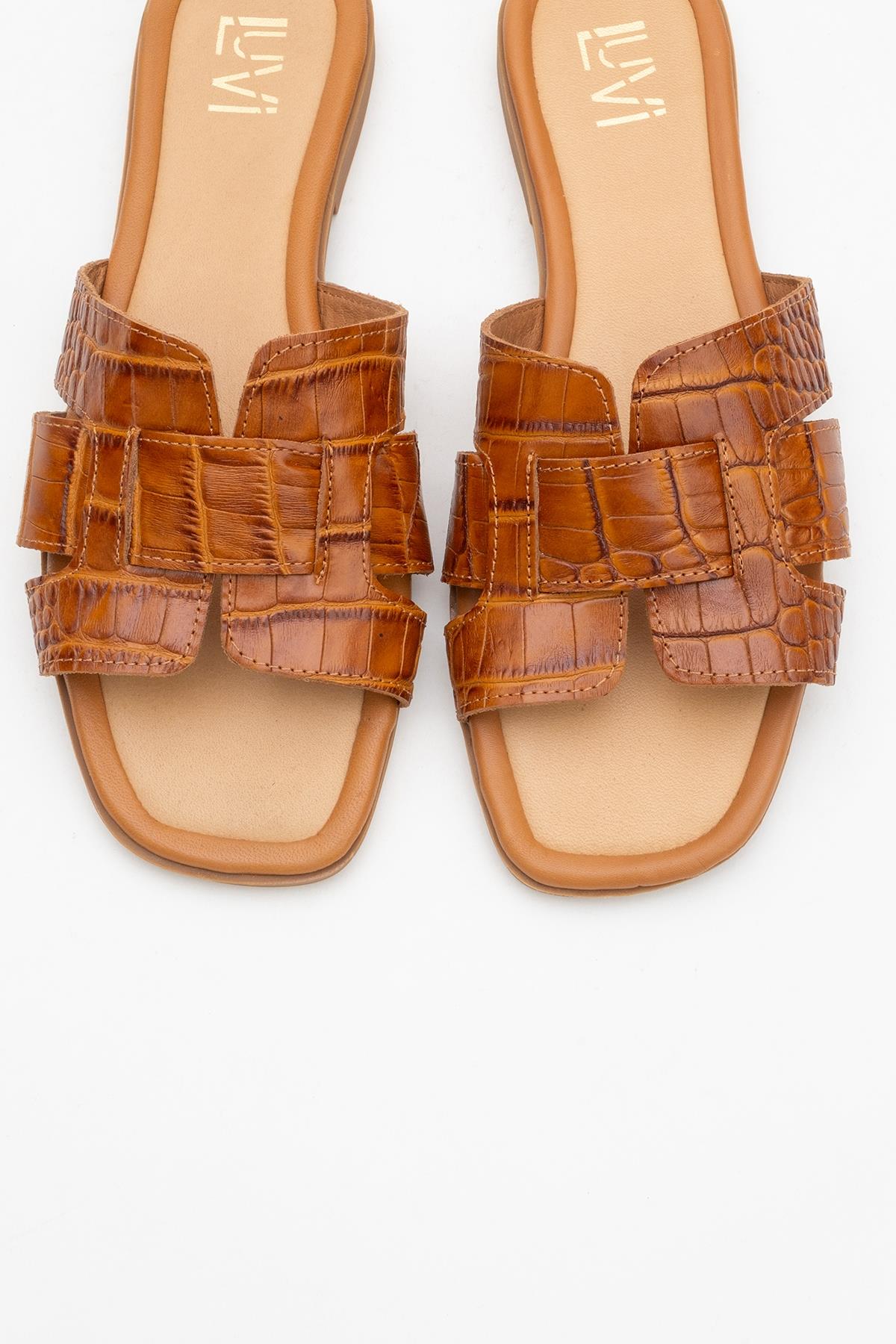Notre - Cognac Leather Slide Sandal (Women)