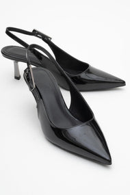 Arty - Black Patent Slingback Heeled Shoe (Women)