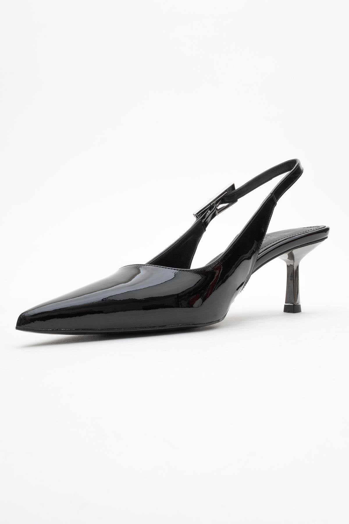Arty - Black Patent Slingback Heeled Shoe (Women)