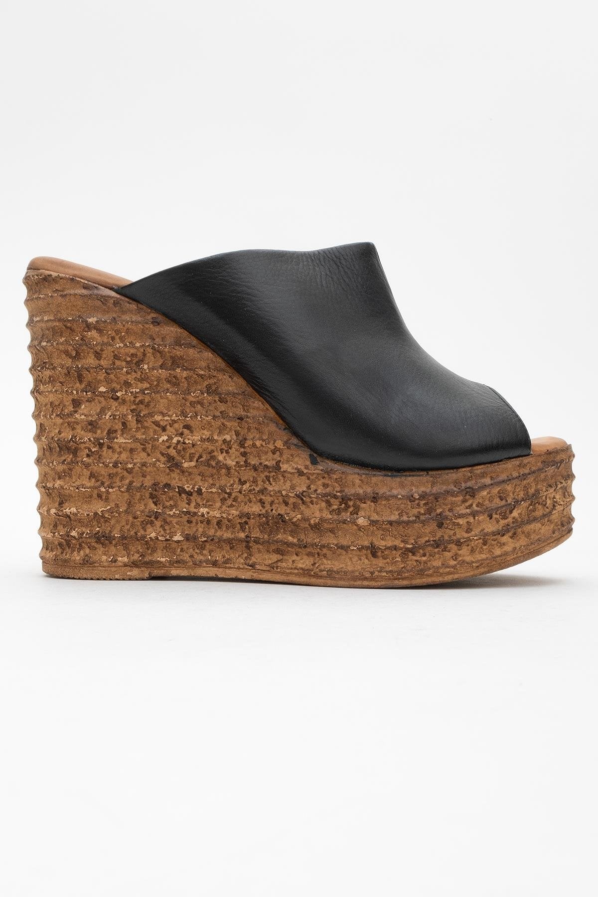 Nelly Black Leather Platform Slide (Women)