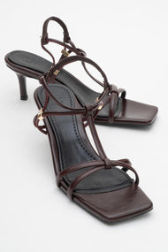 Gibson Burgundy Square‑Toe Stiletto Sandal (Women)