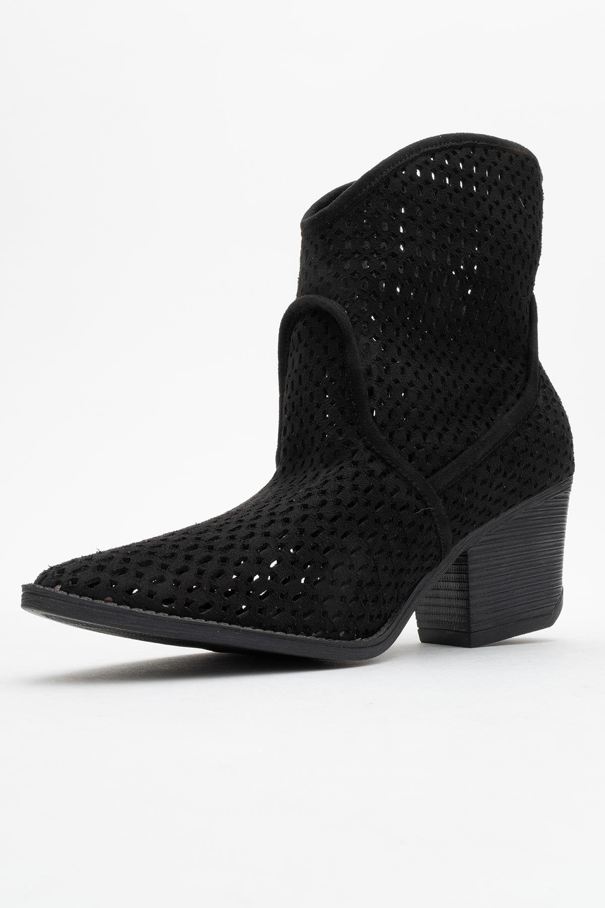 Pera Black Block Heel Boot (Women)