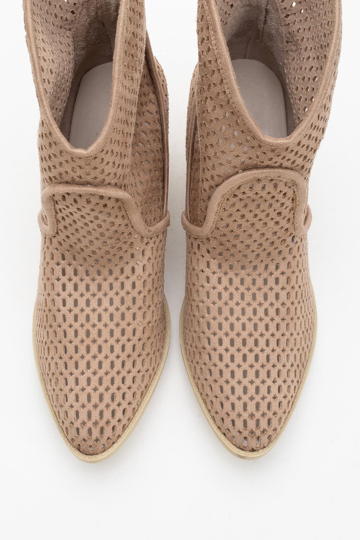 Pera Dark Beige Block Heel Boot (Women)