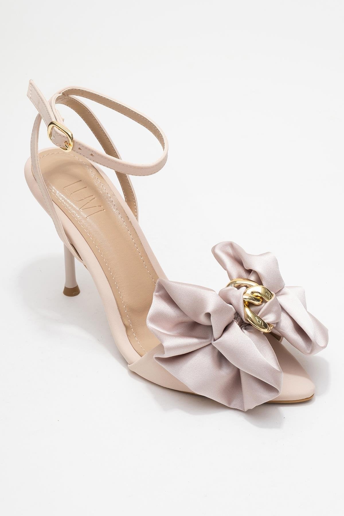 Lucy - Beige Satin Bow Stiletto Pump (Women)