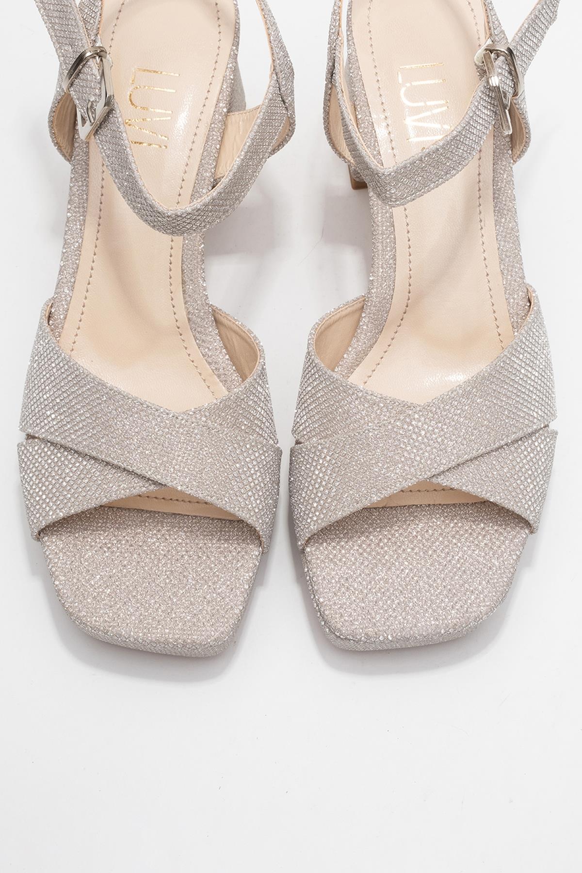 Lisbon - Gold Glitter Cross-Strap Platform Heel (Women)