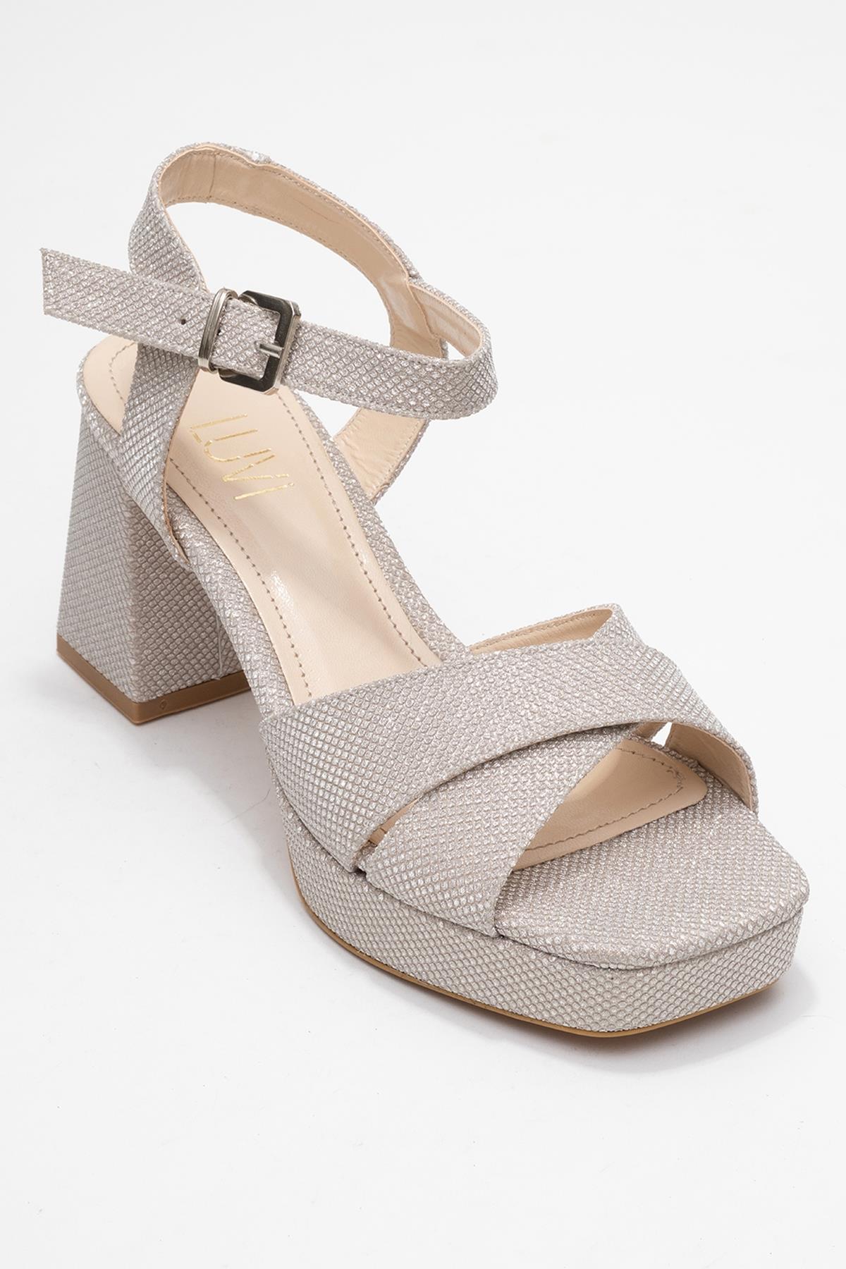 Lisbon - Gold Glitter Cross-Strap Platform Heel (Women)