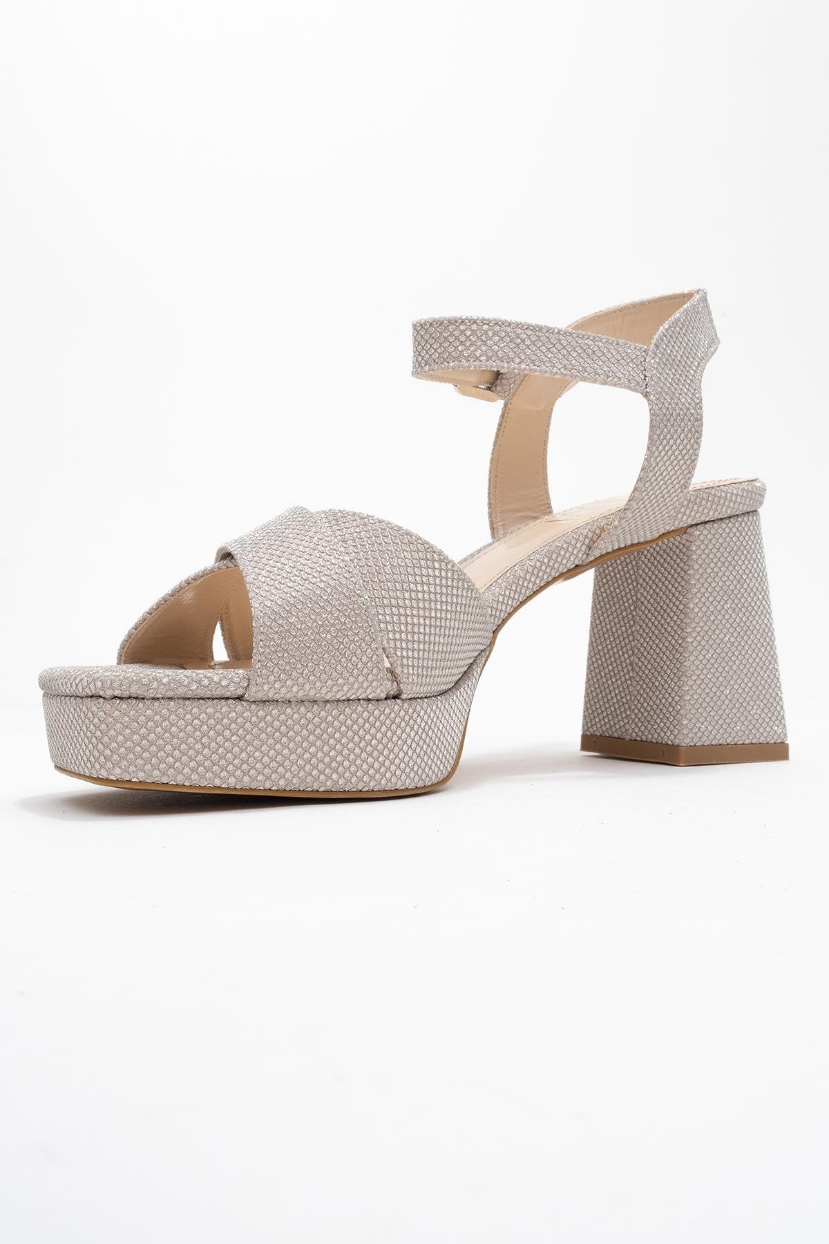 Lisbon - Gold Glitter Cross-Strap Platform Heel (Women)