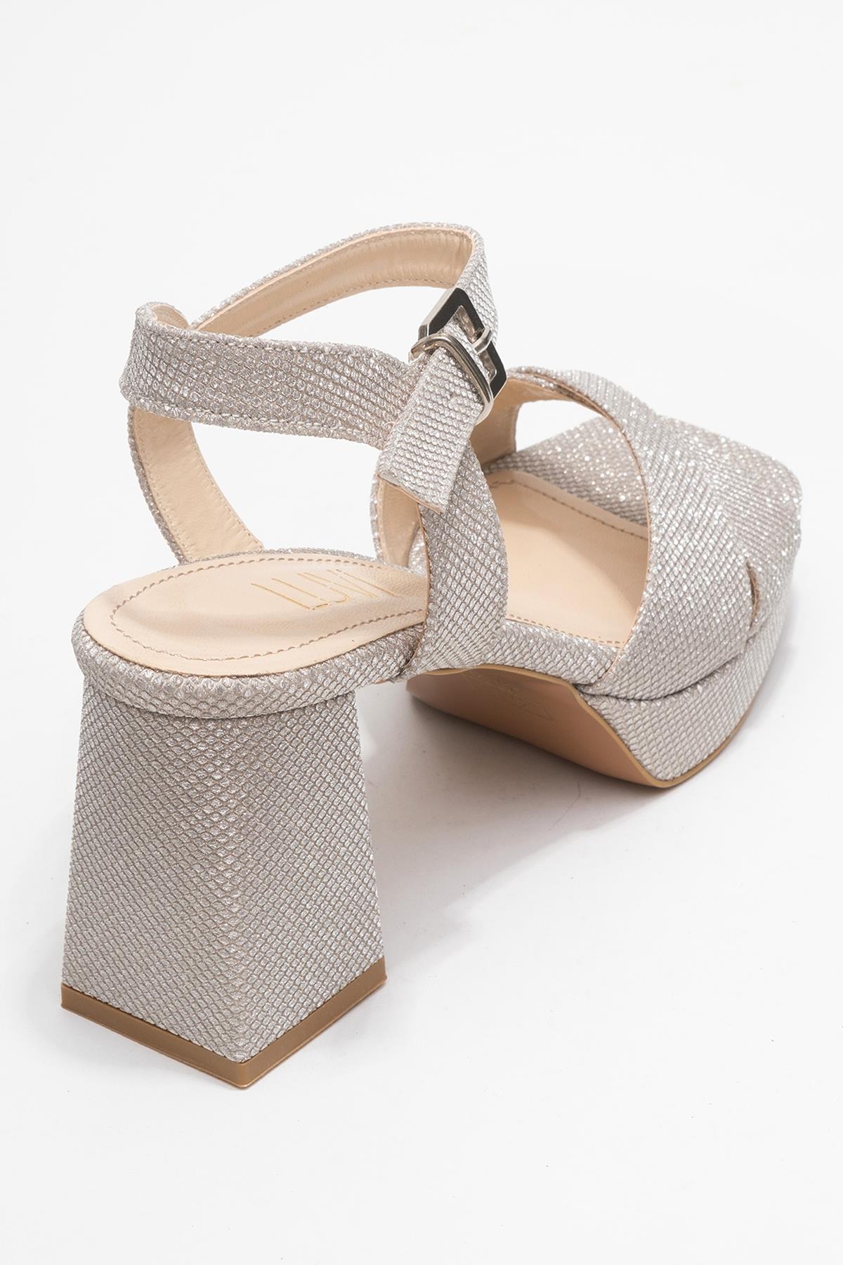 Lisbon - Gold Glitter Cross-Strap Platform Heel (Women)
