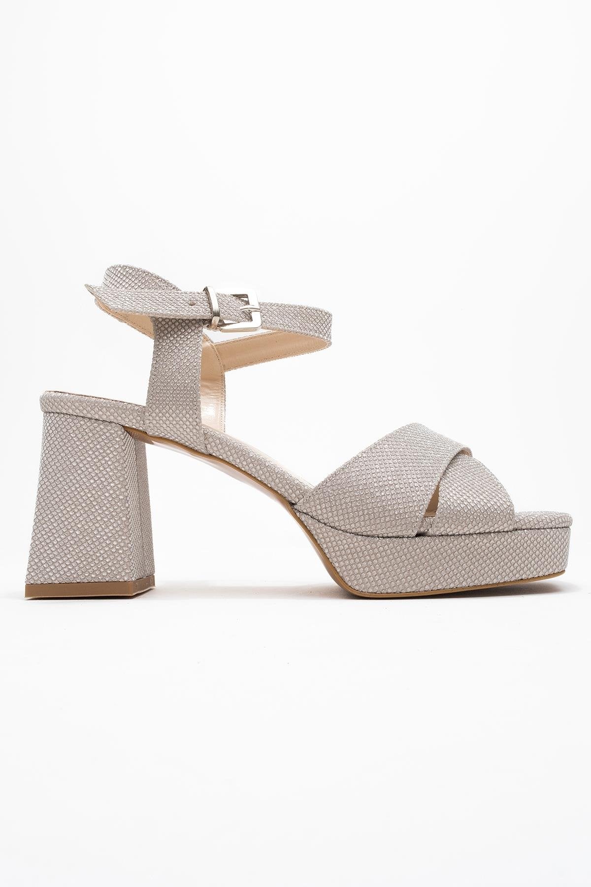 Lisbon - Gold Glitter Cross-Strap Platform Heel (Women)