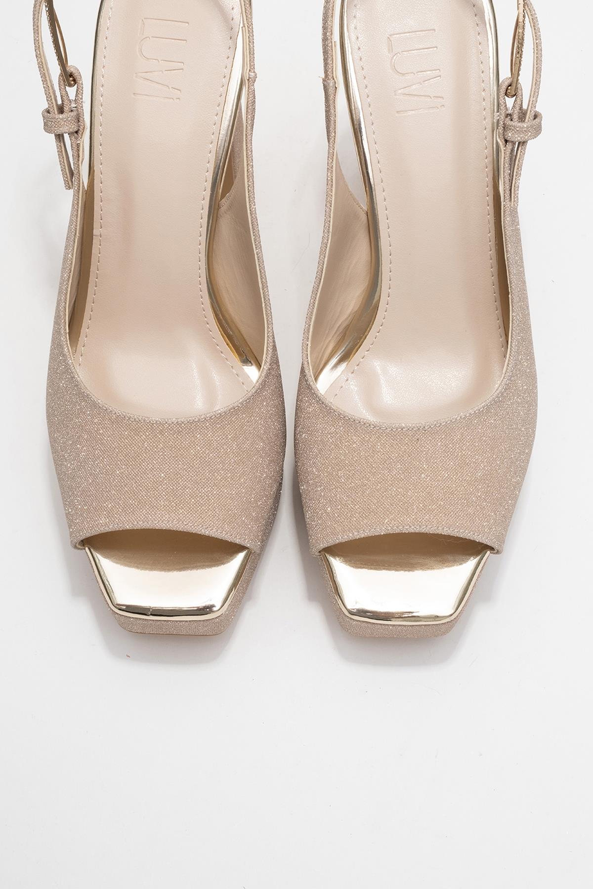 Glora - Gold Glitter Platform Heel Evening Shoe (Women)