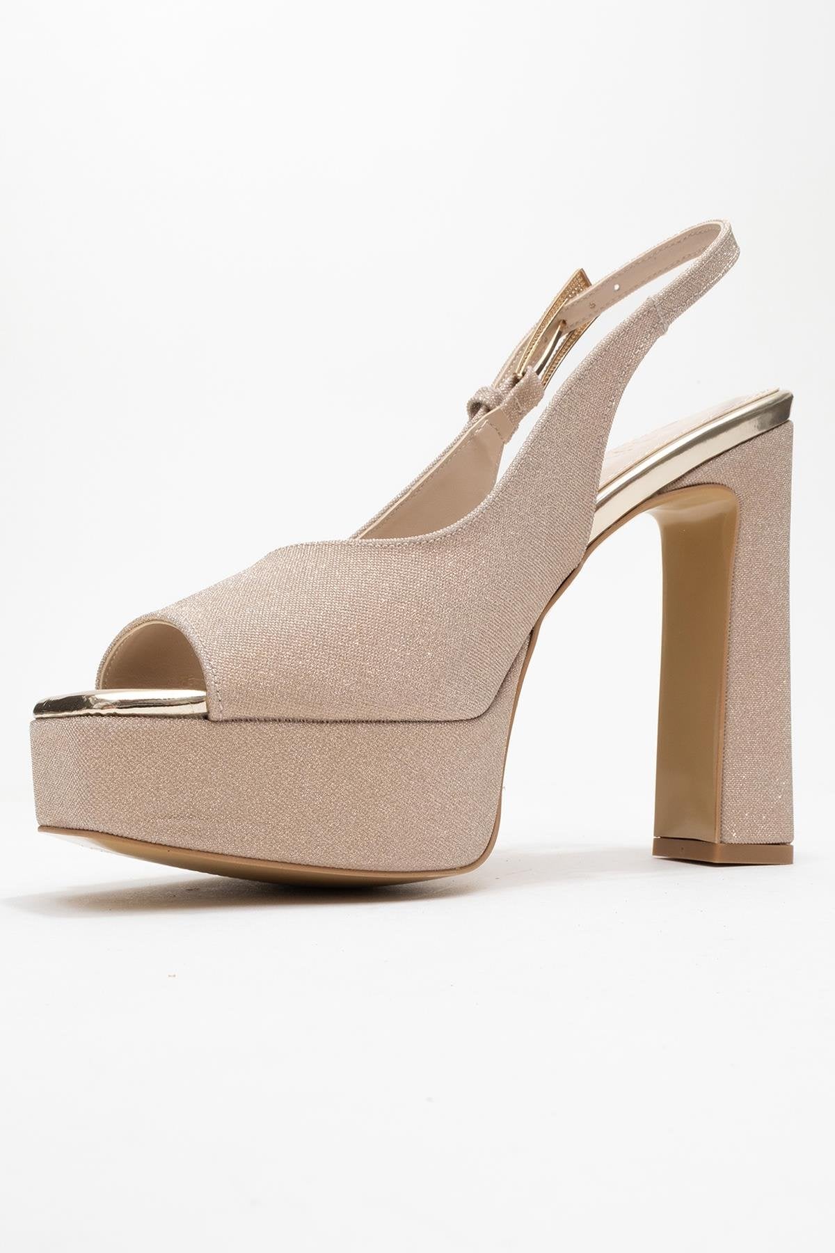 Glora - Gold Glitter Platform Heel Evening Shoe (Women)