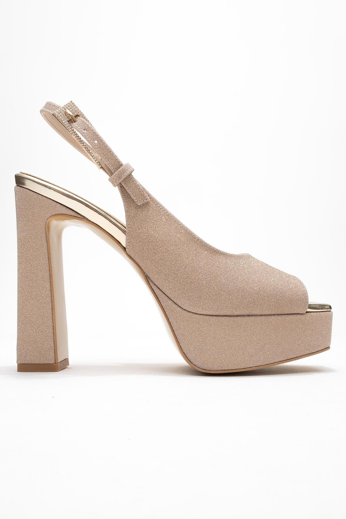 Glora - Gold Glitter Platform Heel Evening Shoe (Women)