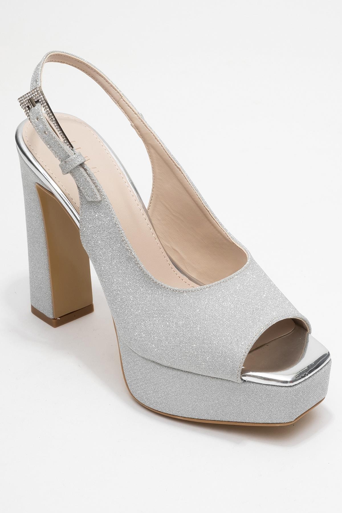 Glora - Silver Glitter Platform Heel Evening Shoe (Women)