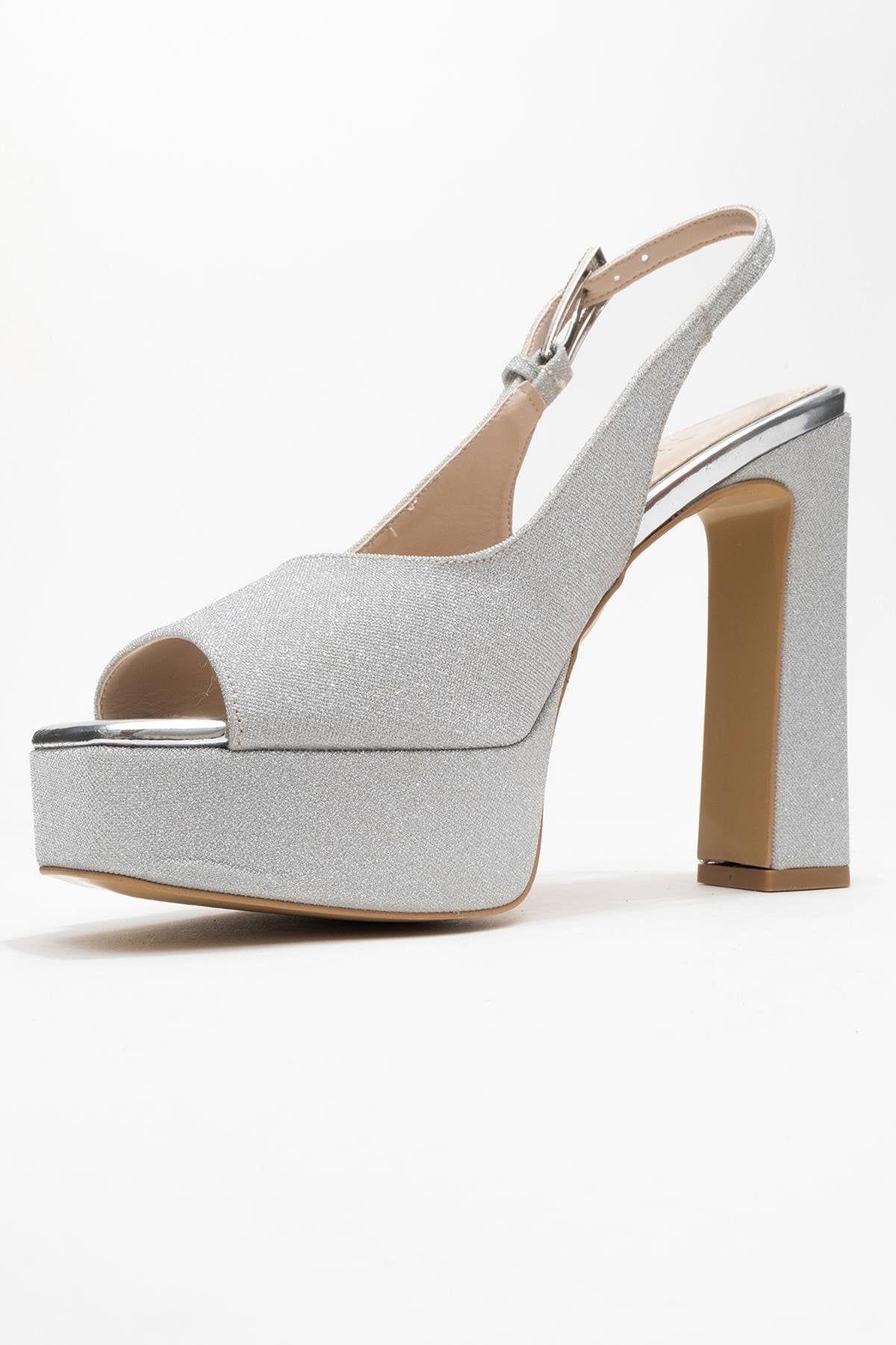 Glora - Silver Glitter Platform Heel Evening Shoe (Women)
