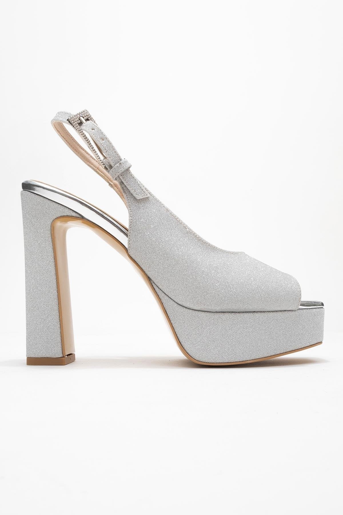 Glora - Silver Glitter Platform Heel Evening Shoe (Women)