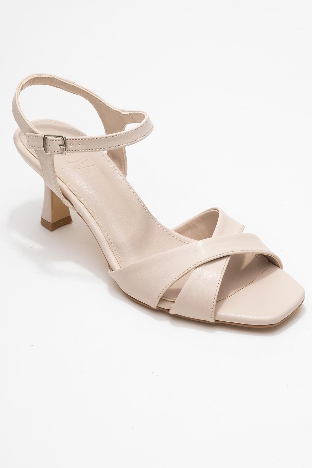 Melin - Beige Cross-Strap Stiletto Heel (Women)