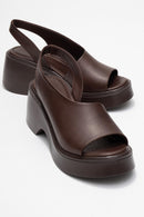 Roy - Cognac Genuine Leather Wedge Sandal (Women)