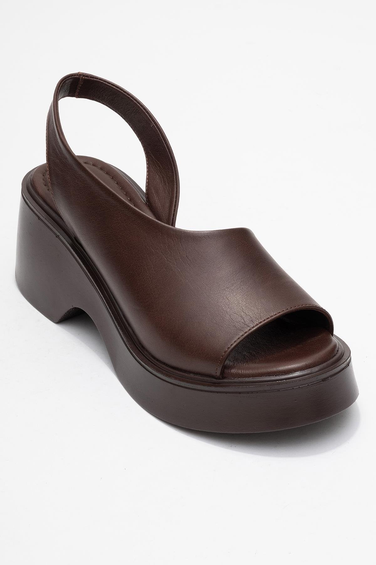 Roy - Cognac Genuine Leather Wedge Sandal (Women)