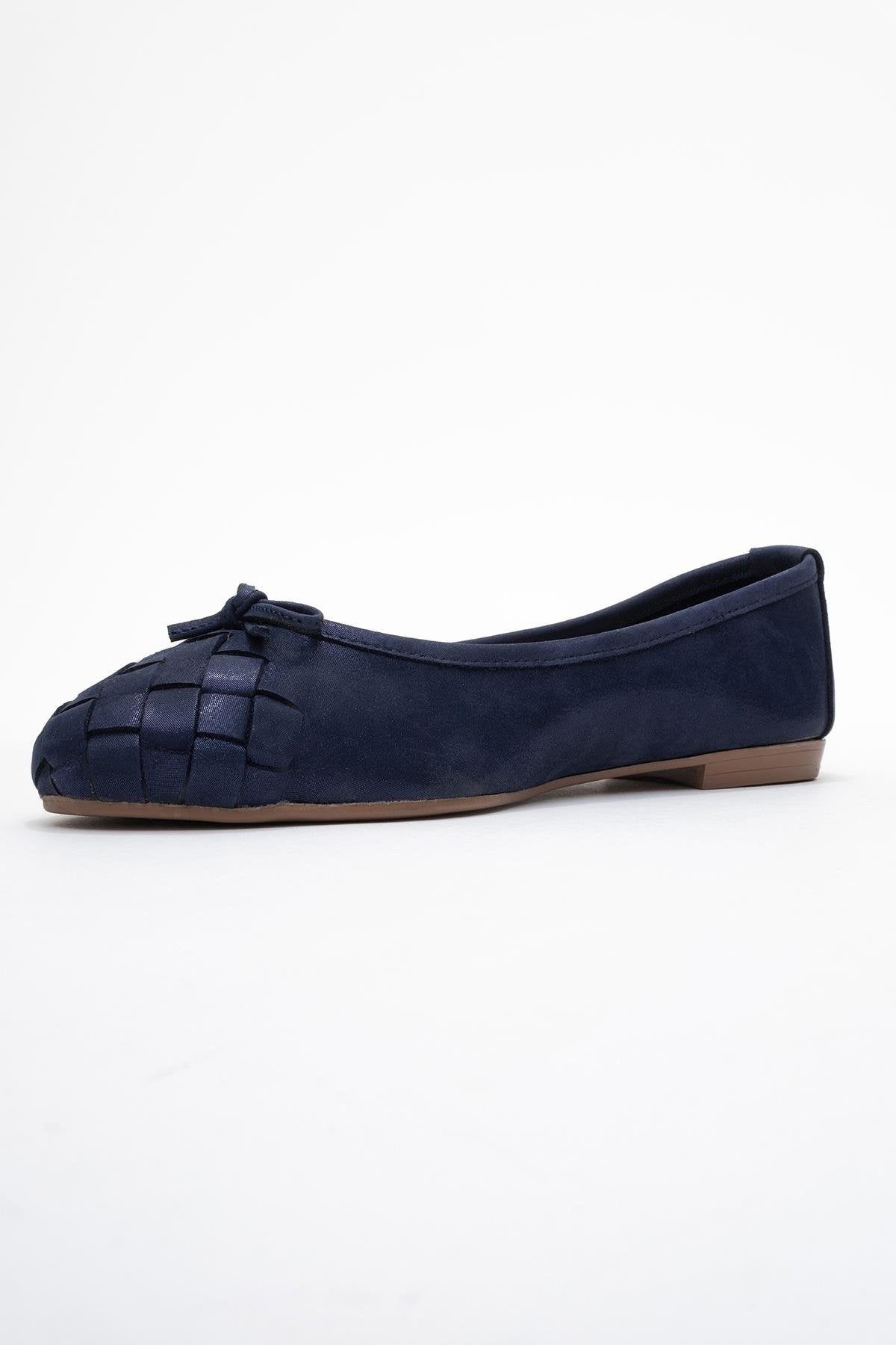 03 - Navy Glitter Genuine Leather Ballet Flat (Women)