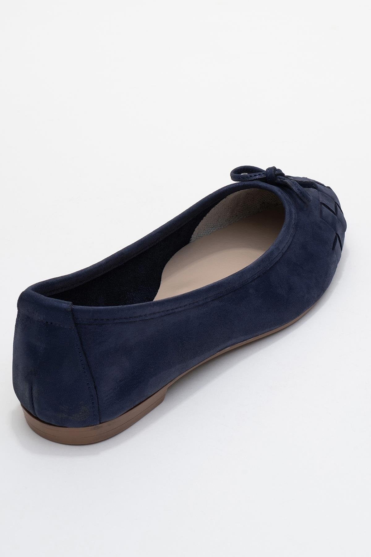 03 - Navy Glitter Genuine Leather Ballet Flat (Women)