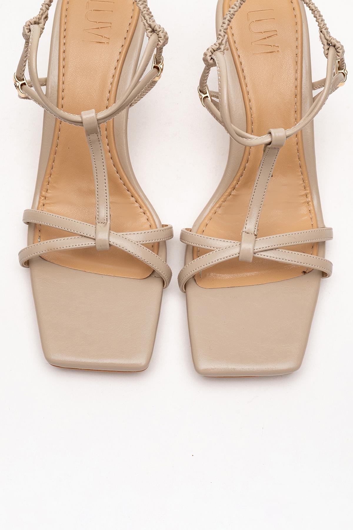 Gibson - Beige Square-Toe Heeled Sandal (Women)