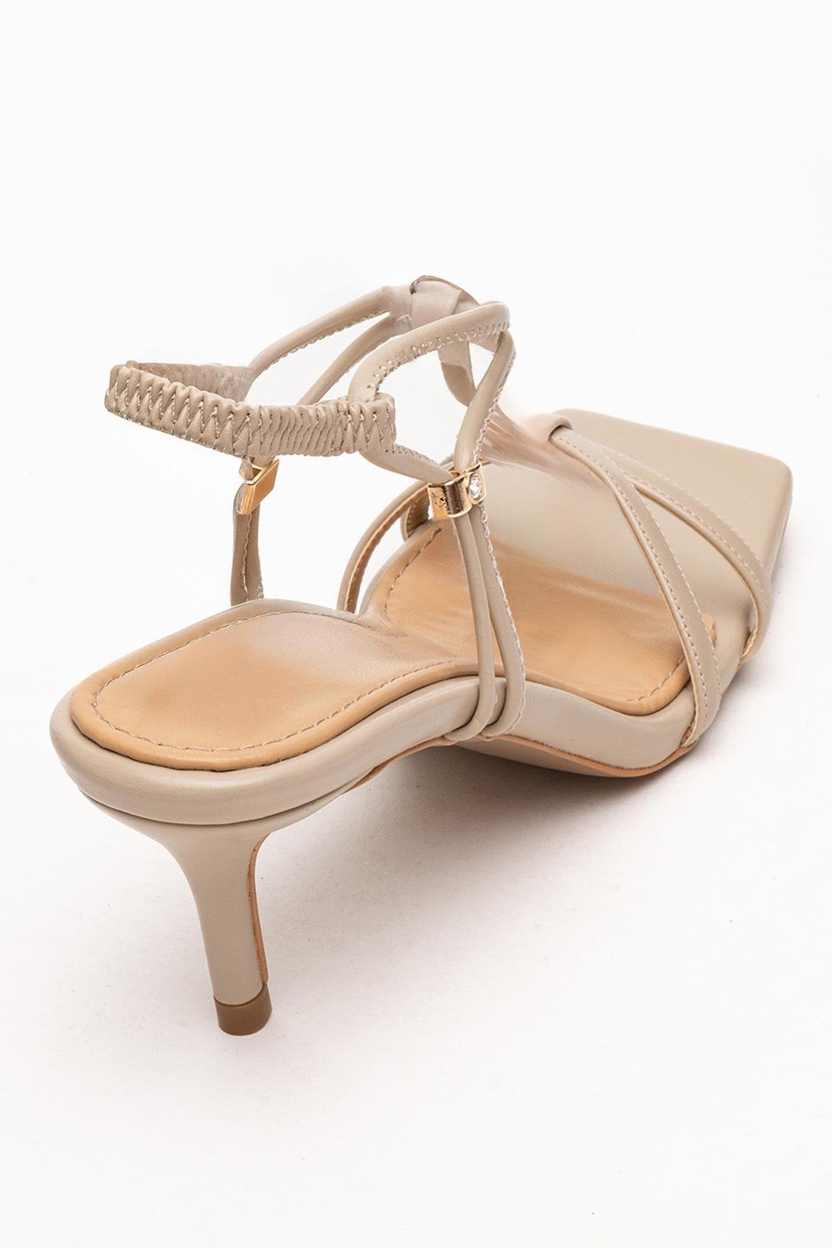 Gibson - Beige Square-Toe Heeled Sandal (Women)