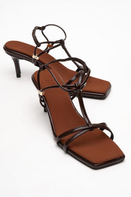 Gibson - Brown Patent Square-Toe Heeled Sandal (Women)