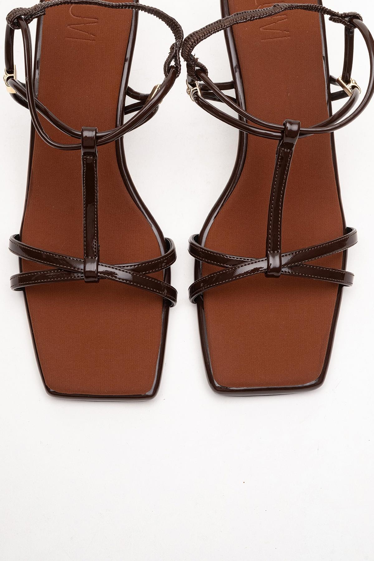 Gibson - Brown Patent Square-Toe Heeled Sandal (Women)
