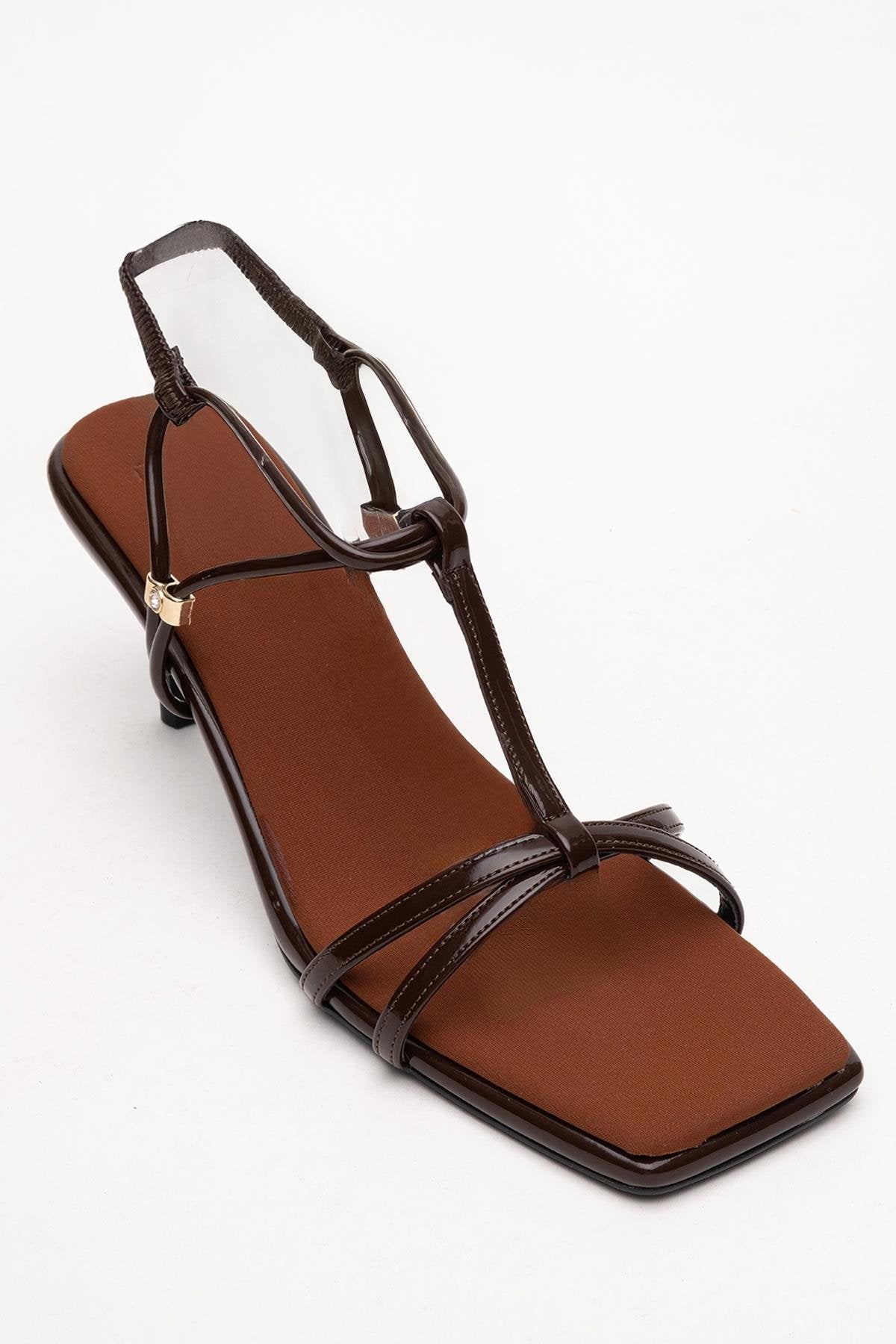 Gibson - Brown Patent Square-Toe Heeled Sandal (Women)