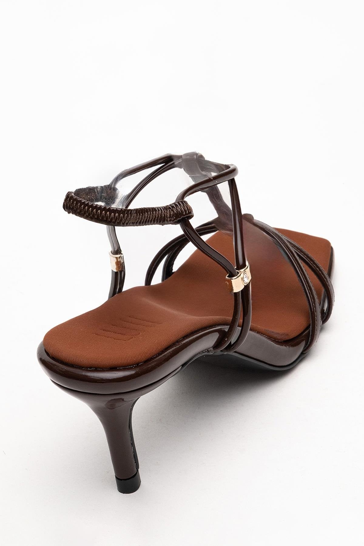 Gibson - Brown Patent Square-Toe Heeled Sandal (Women)