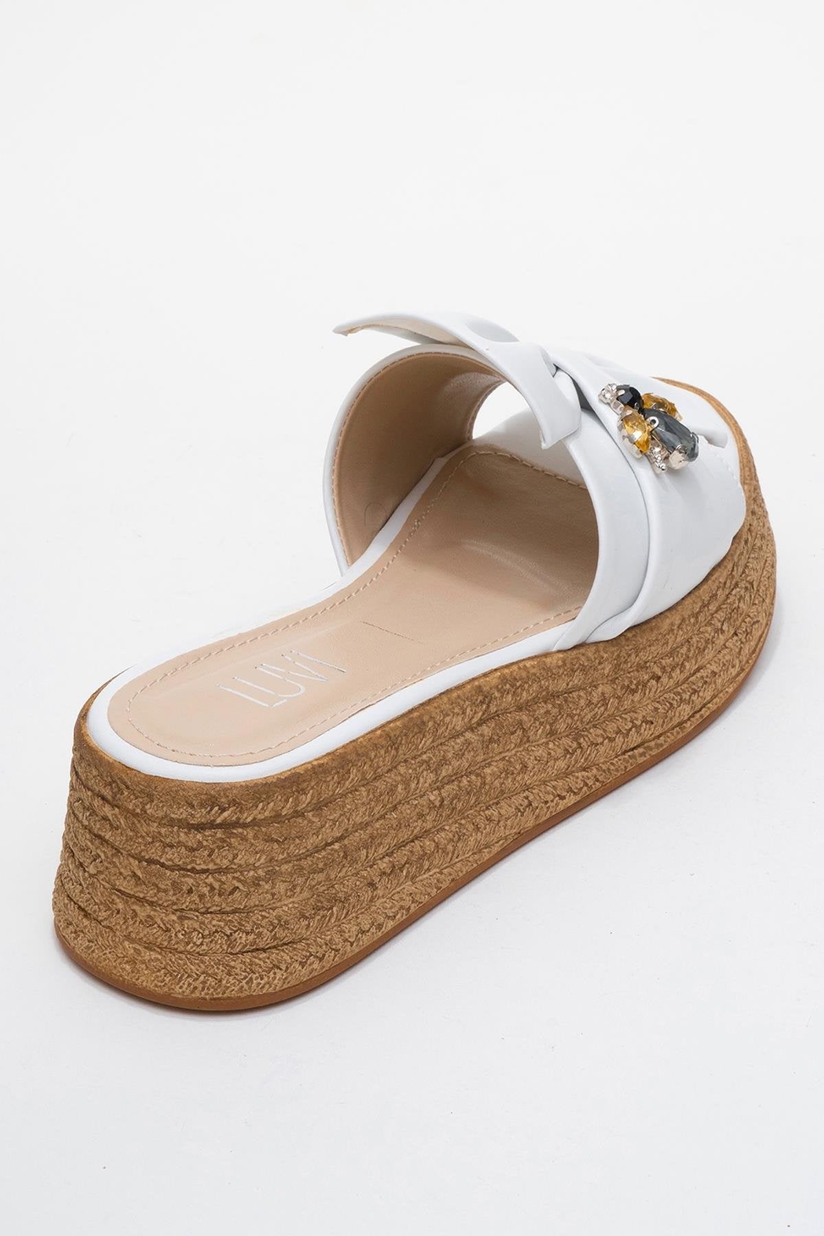 Shara White Bow & Bee Buckle Platform Sandal (Women)