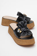 Shara Black Bow &amp; Bee Buckle Platform Sandal (Women)