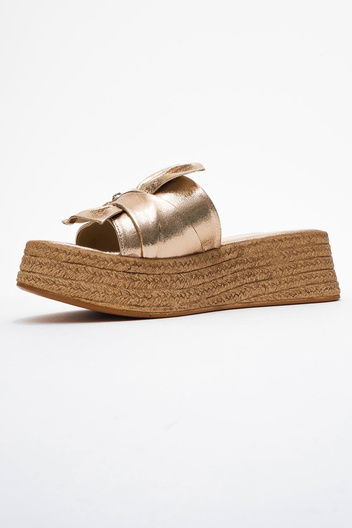 Shara Gold Bow & Bee Buckle Platform Sandal (Women)