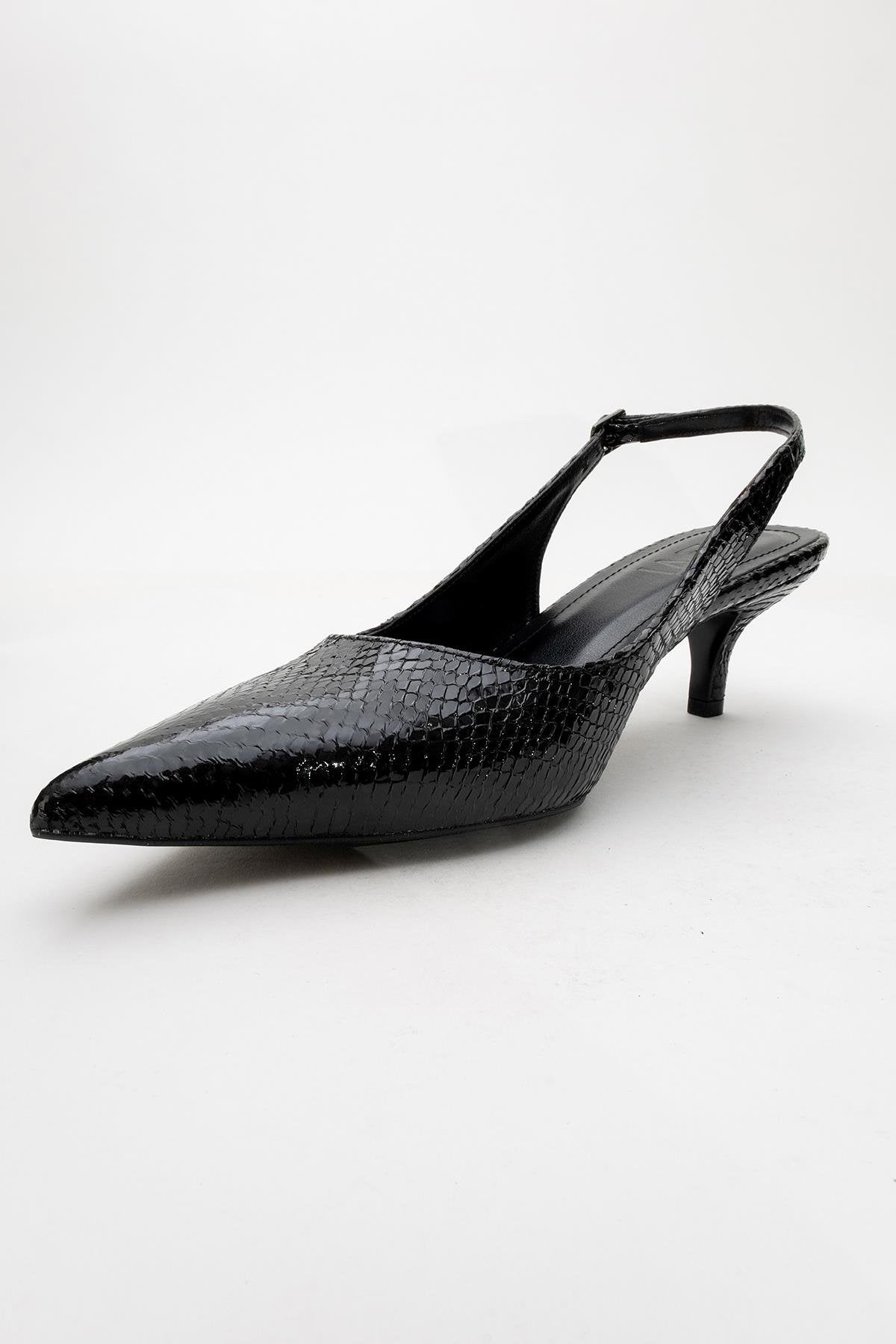 Value - Black Patterned Heeled Shoe (Women)