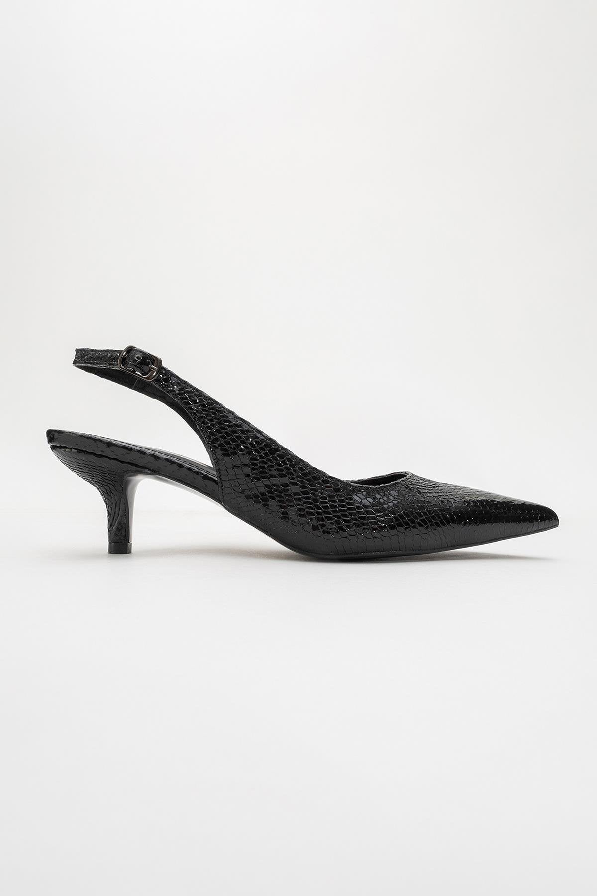 Value - Black Patterned Heeled Shoe (Women)