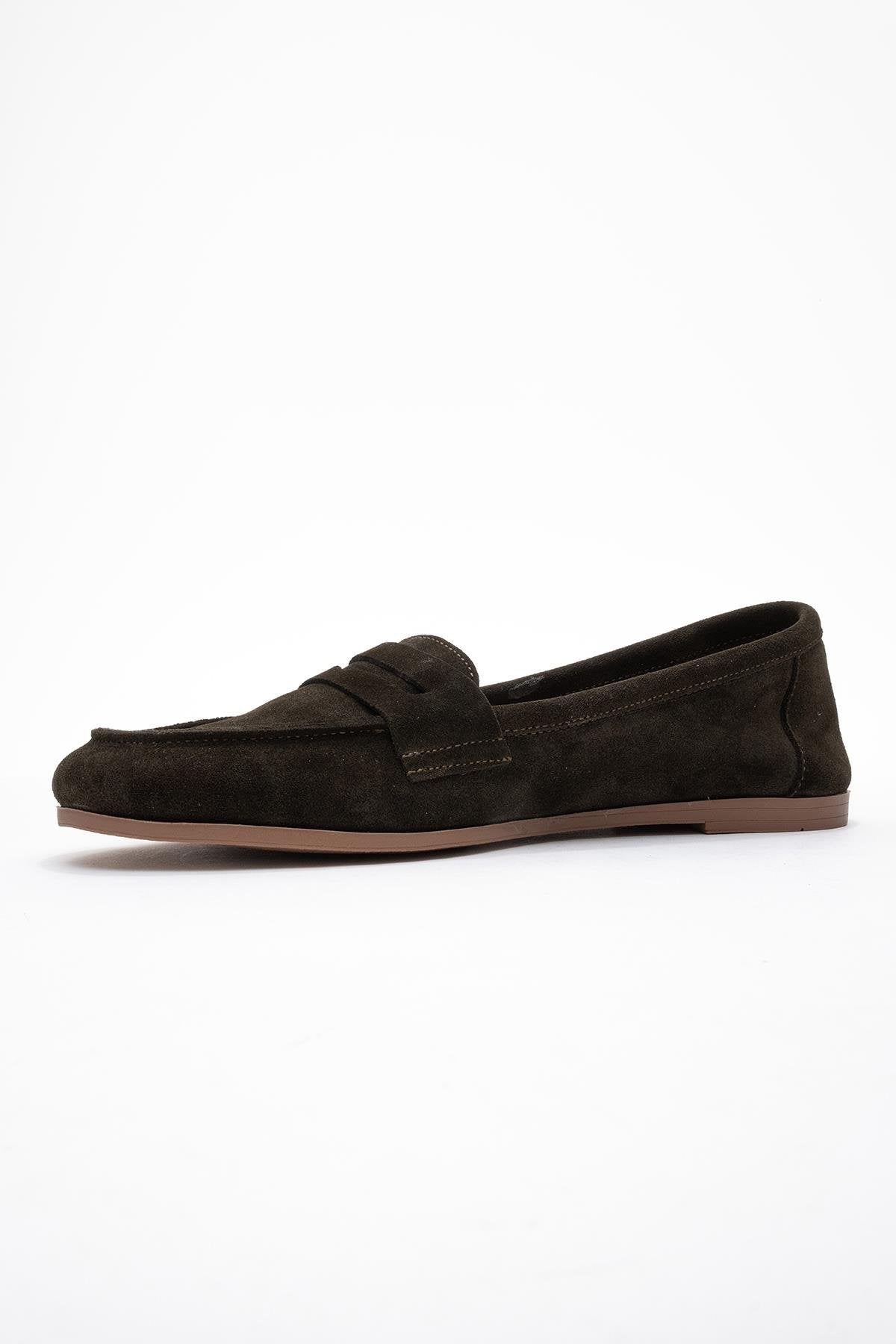 Dorothy - Dark Green Suede Leather Loafers (Women)