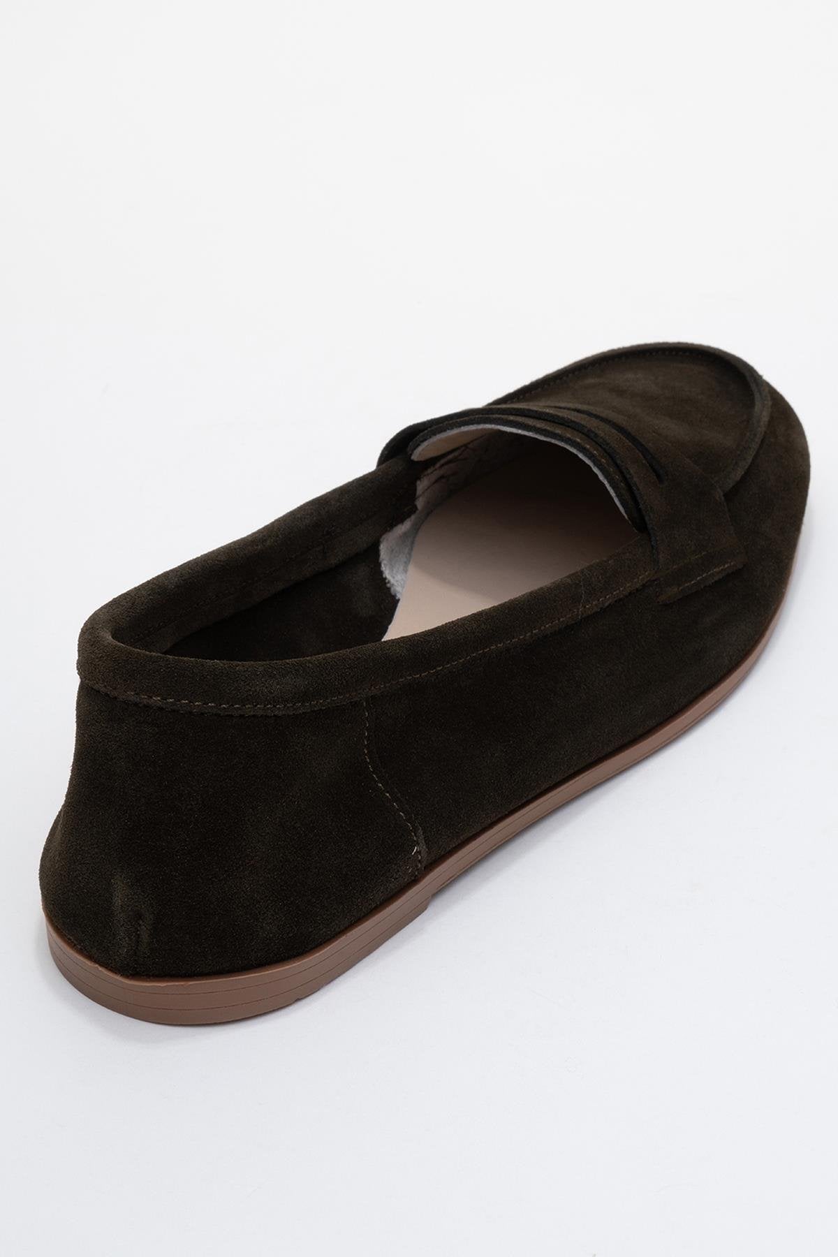 Dorothy - Dark Green Suede Leather Loafers (Women)