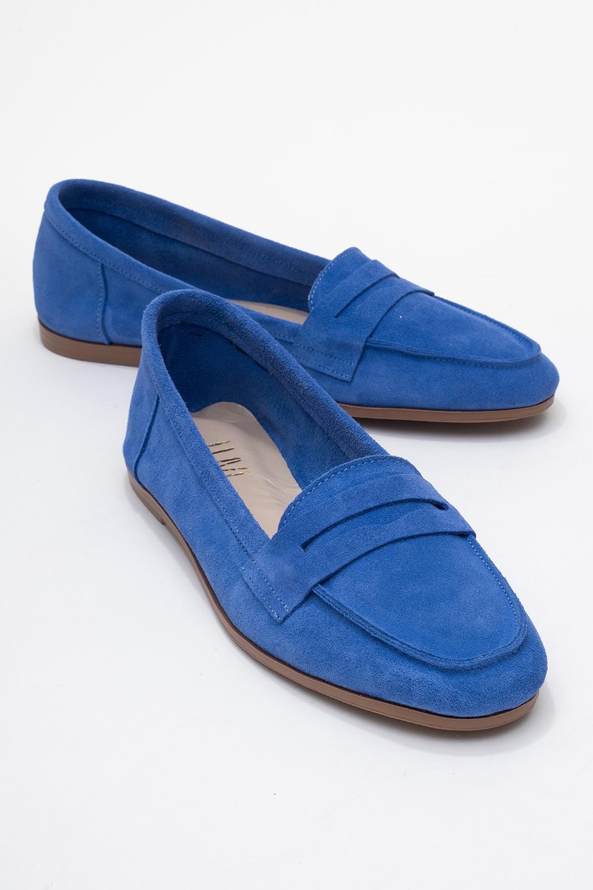 Dorothy - Blue Suede Leather Loafers (Women)