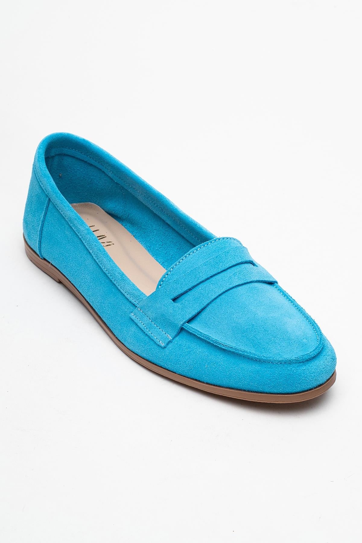 Dorothy - Light Blue Suede Leather Loafers (Women)