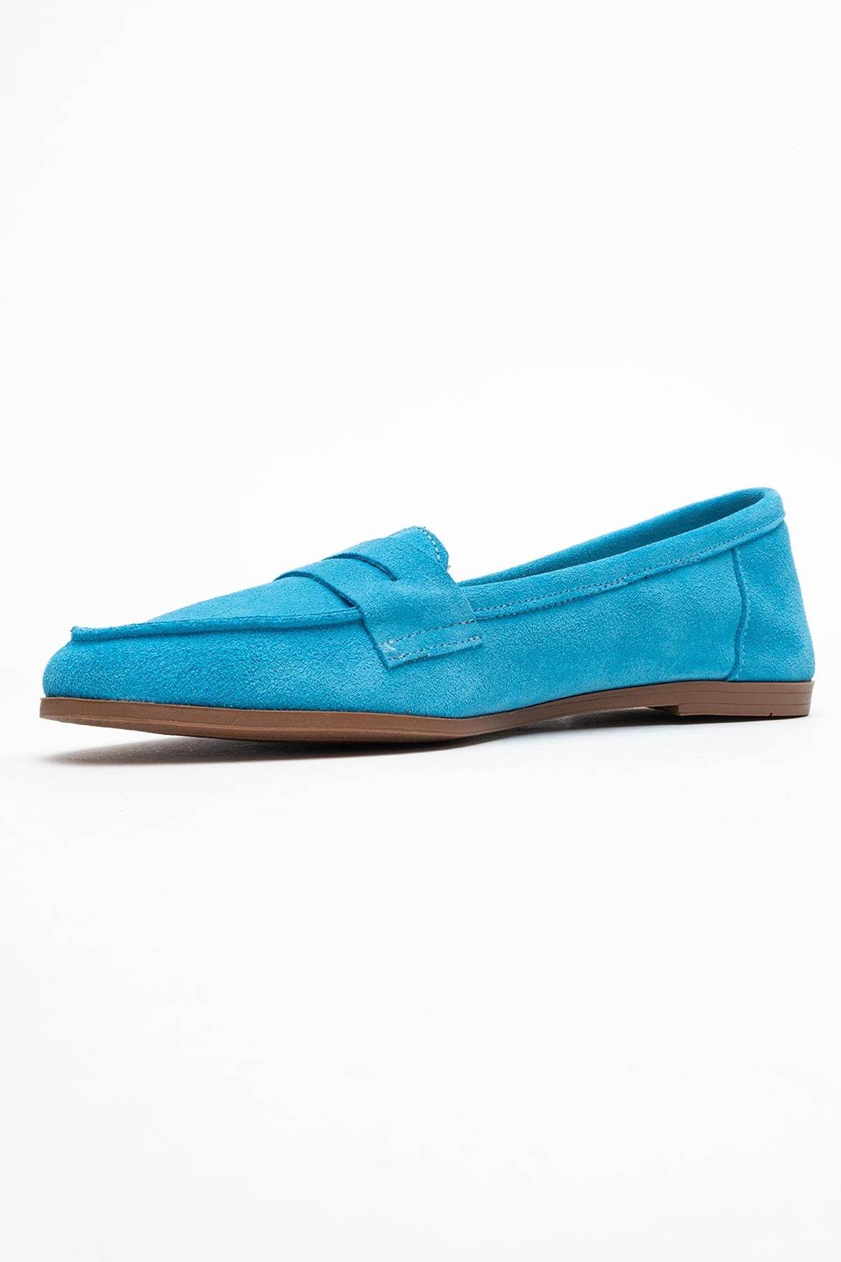 Dorothy - Light Blue Suede Leather Loafers (Women)