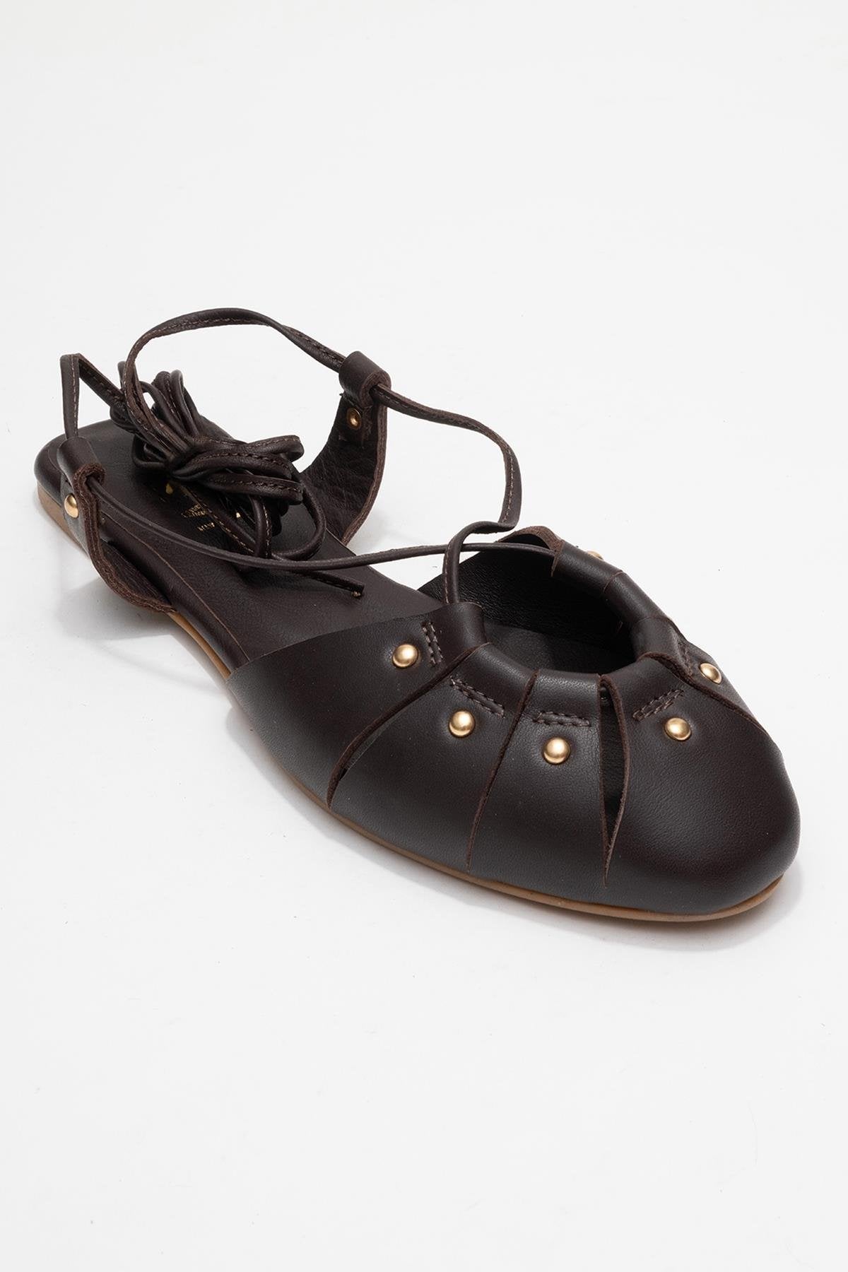 Daria - Brown Genuine Leather Ankle Lace-Up Sandal (Women)