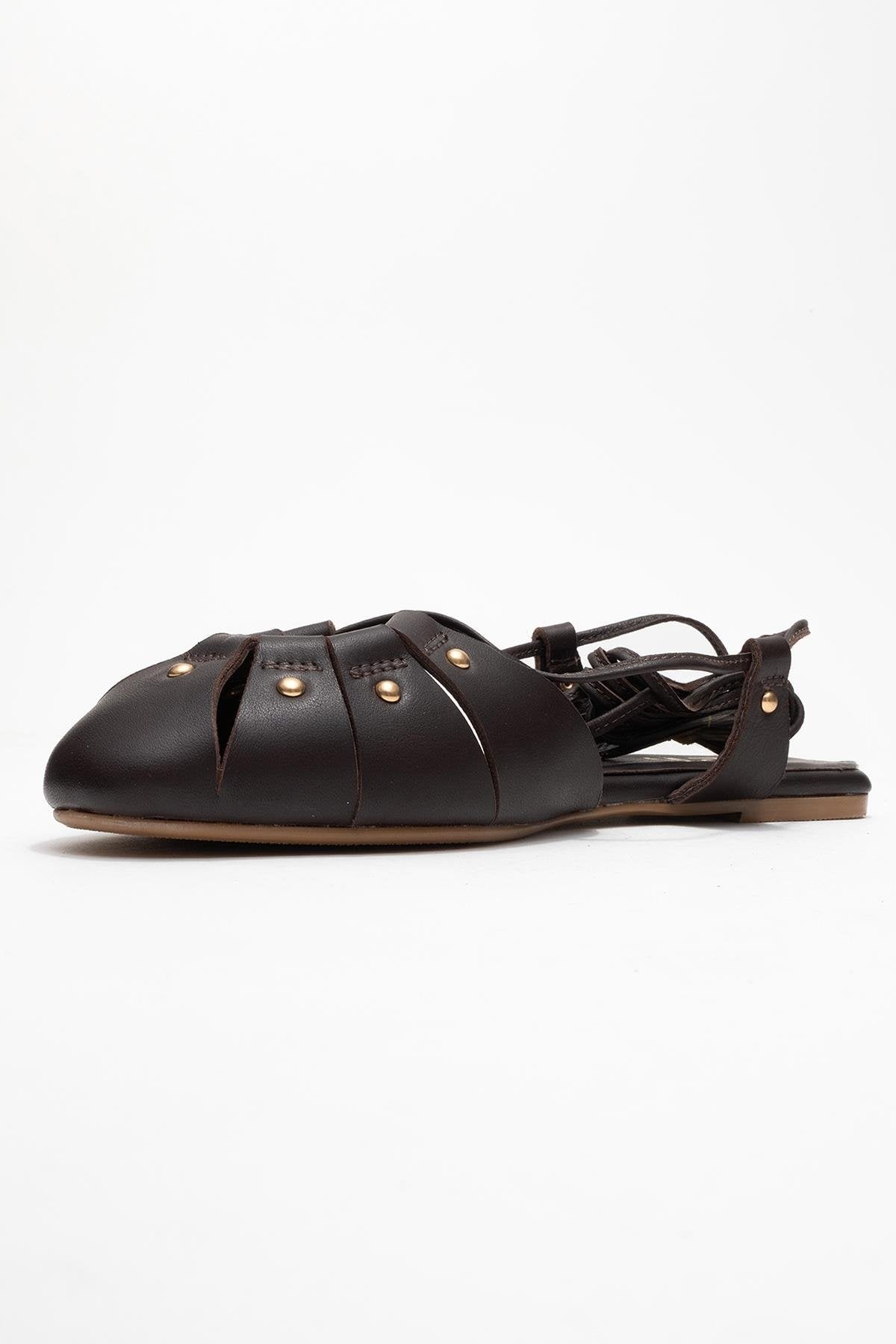 Daria - Brown Genuine Leather Ankle Lace-Up Sandal (Women)