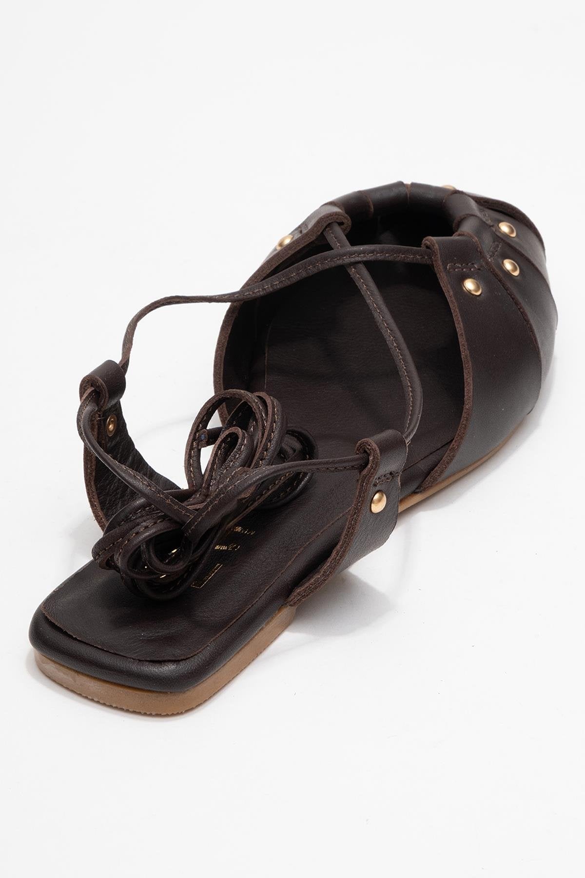 Daria - Brown Genuine Leather Ankle Lace-Up Sandal (Women)