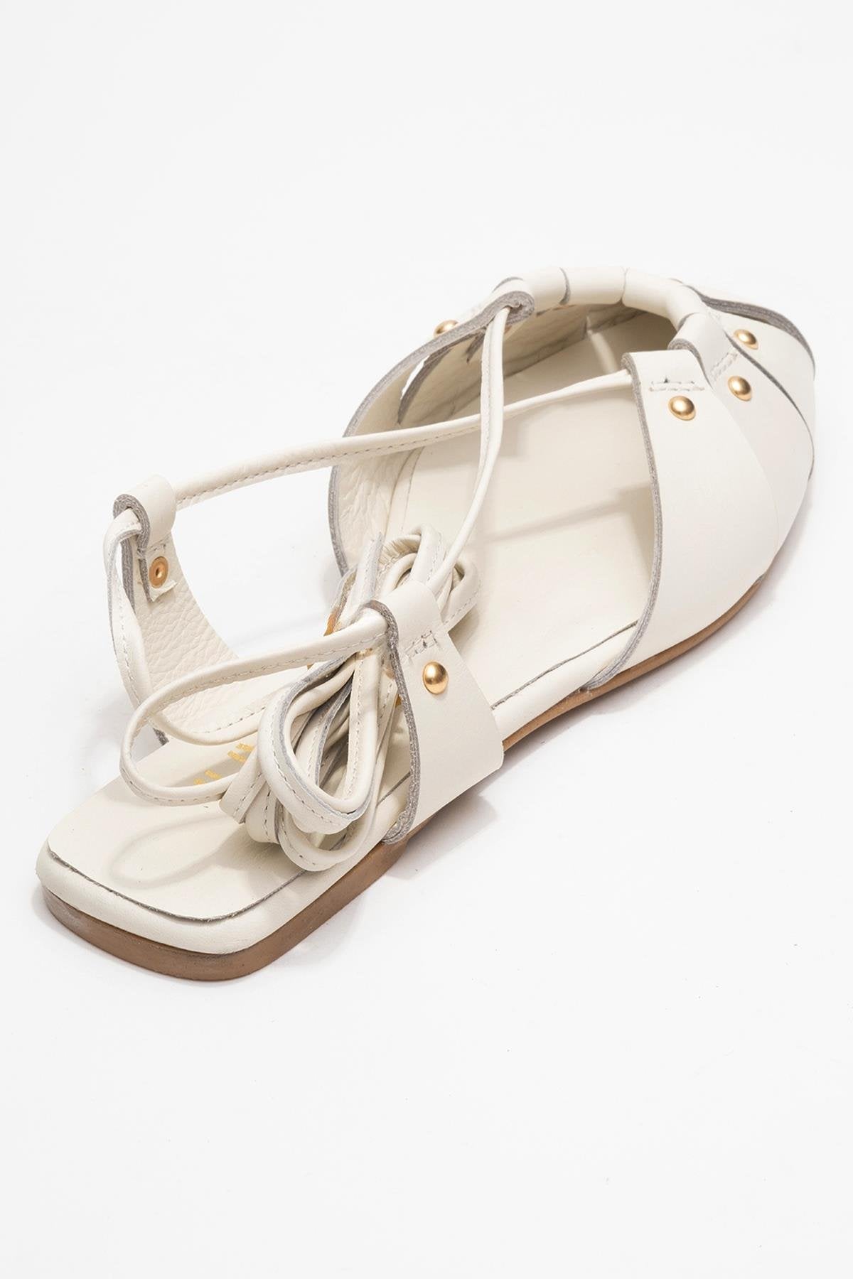 Daria - Off-White Genuine Leather Ankle Lace-Up Sandal (Women)