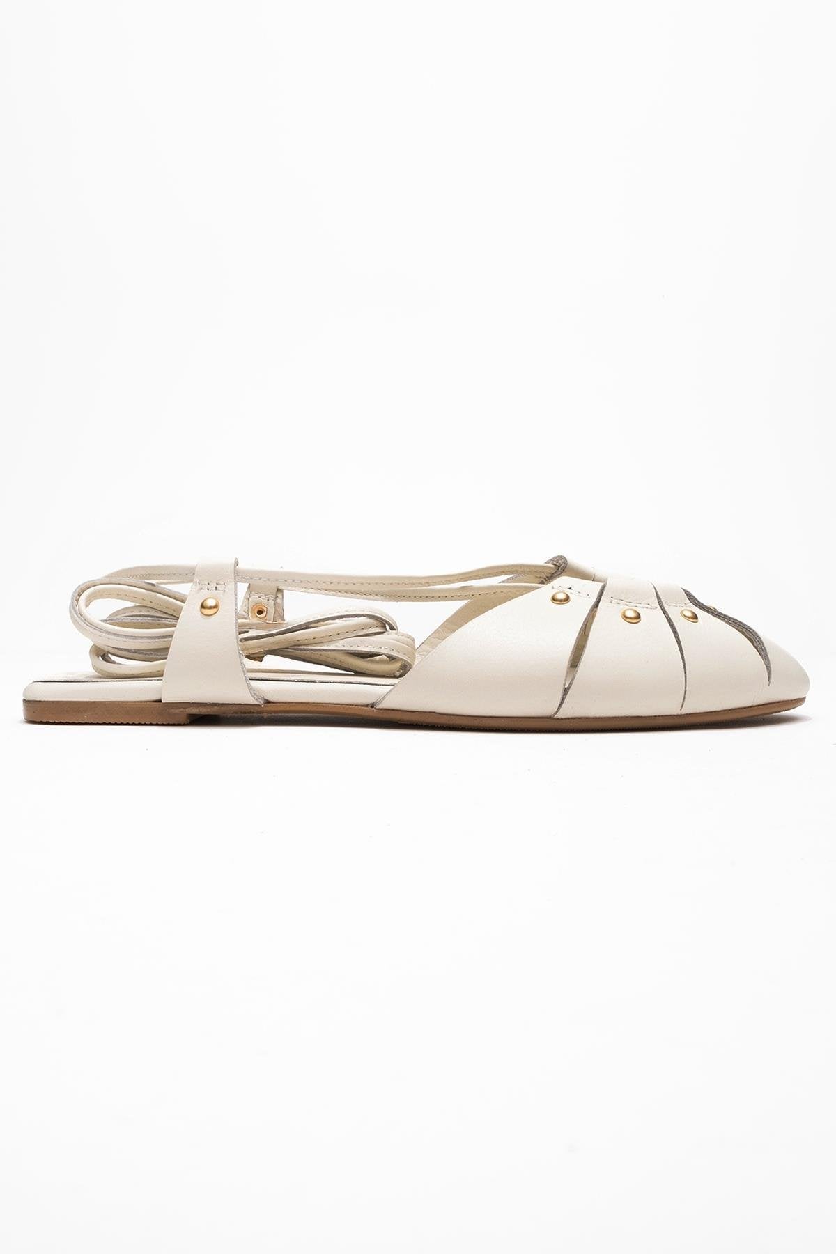 Daria - Off-White Genuine Leather Ankle Lace-Up Sandal (Women)