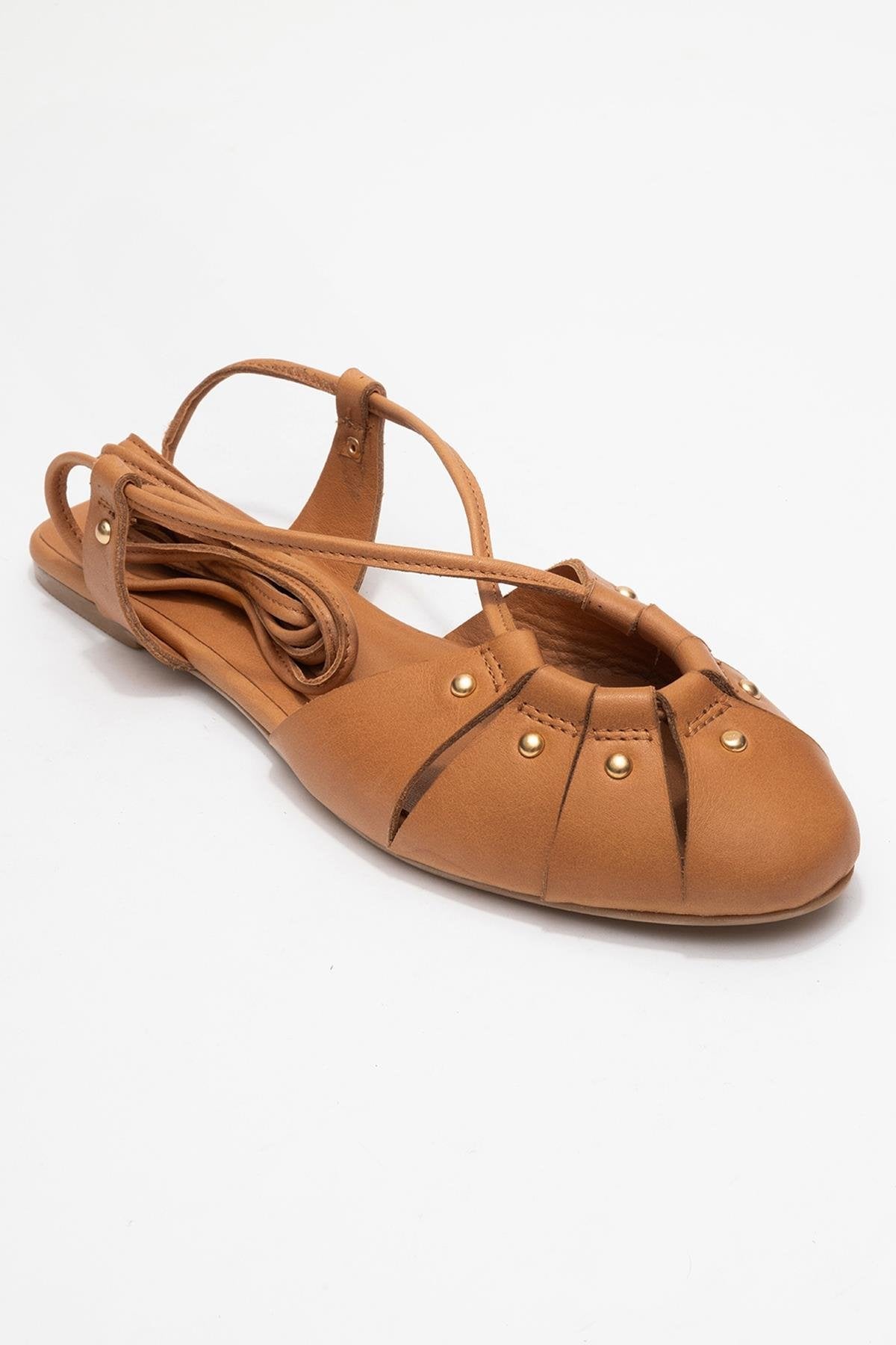 Daria - Cognac Genuine Leather Ankle Lace-Up Sandal (Women)