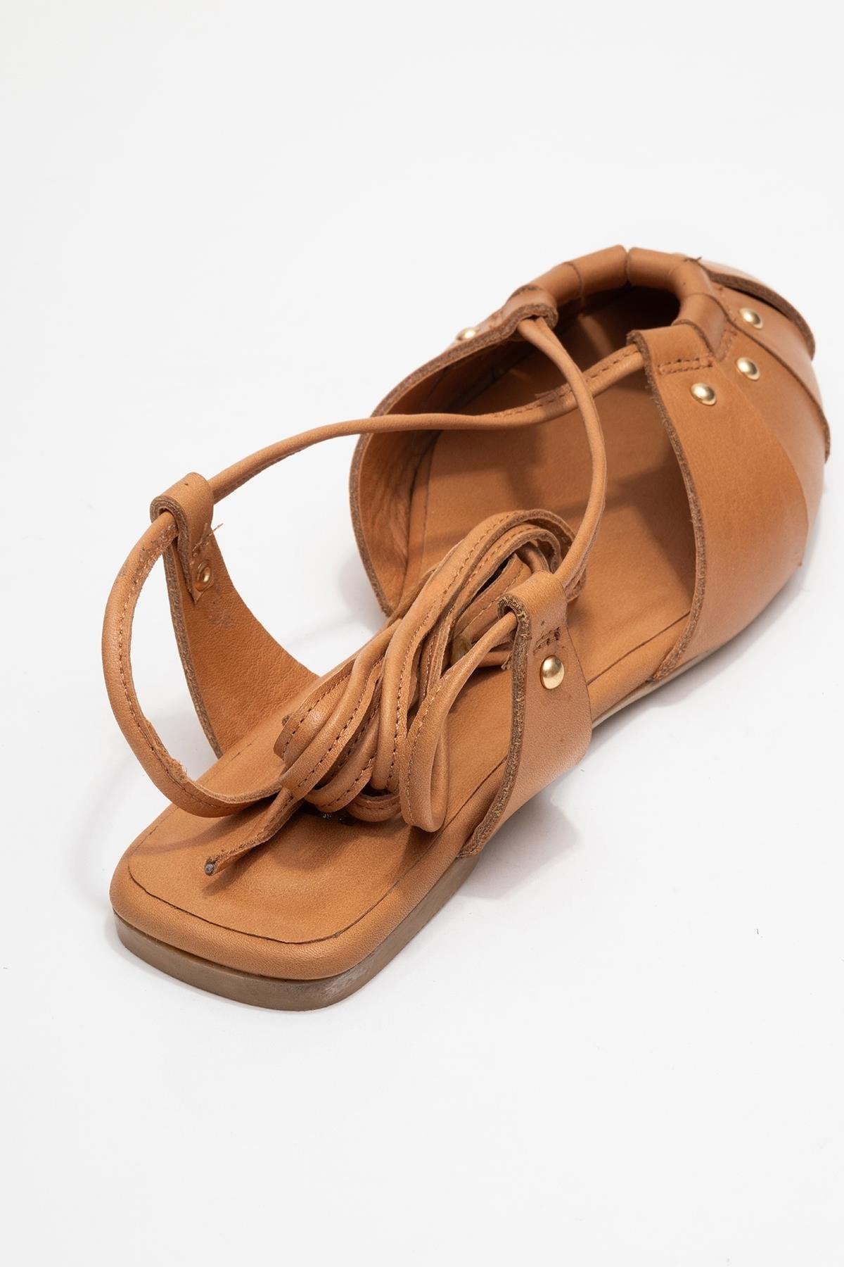 Daria - Cognac Genuine Leather Ankle Lace-Up Sandal (Women)