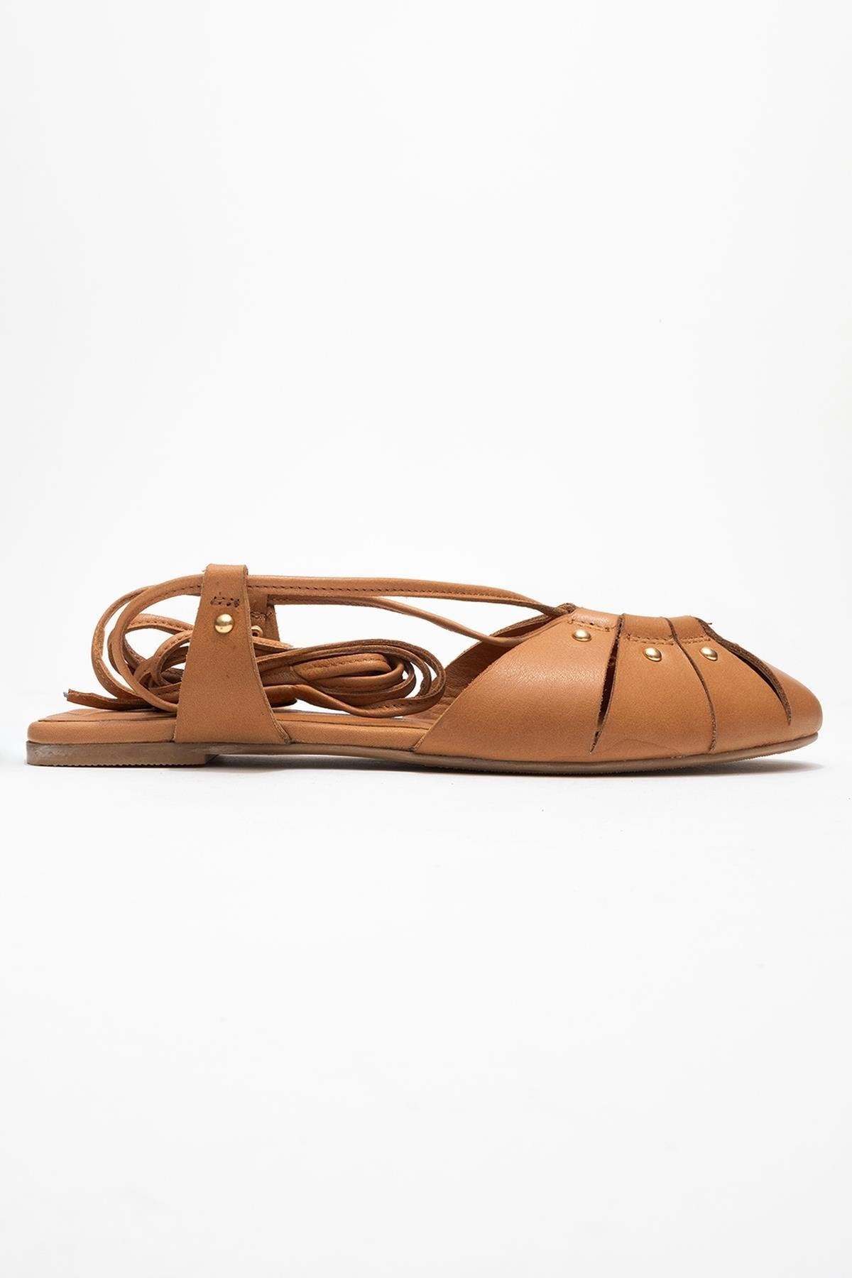Daria - Cognac Genuine Leather Ankle Lace-Up Sandal (Women)
