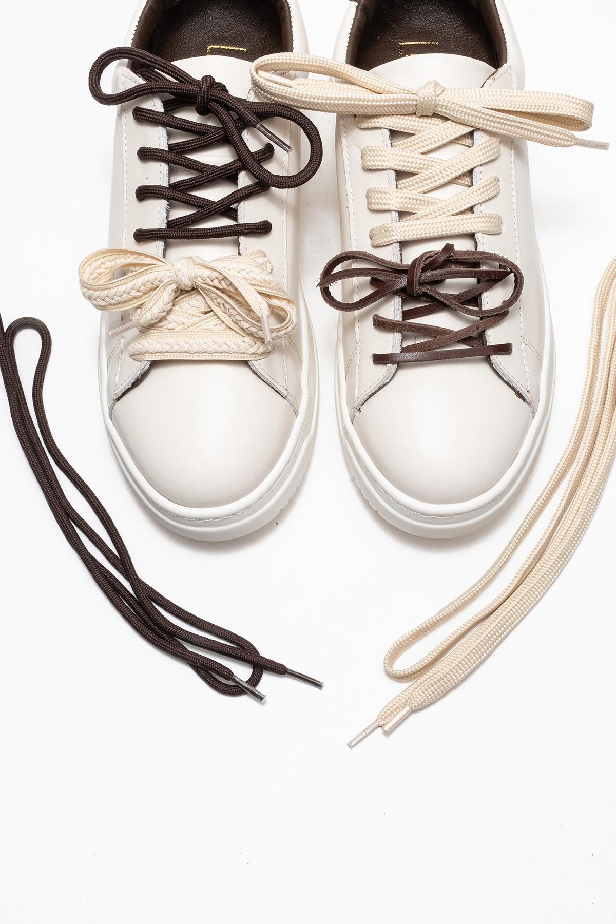 Warron - Ecru Brown Genuine Leather Sneaker (Women)