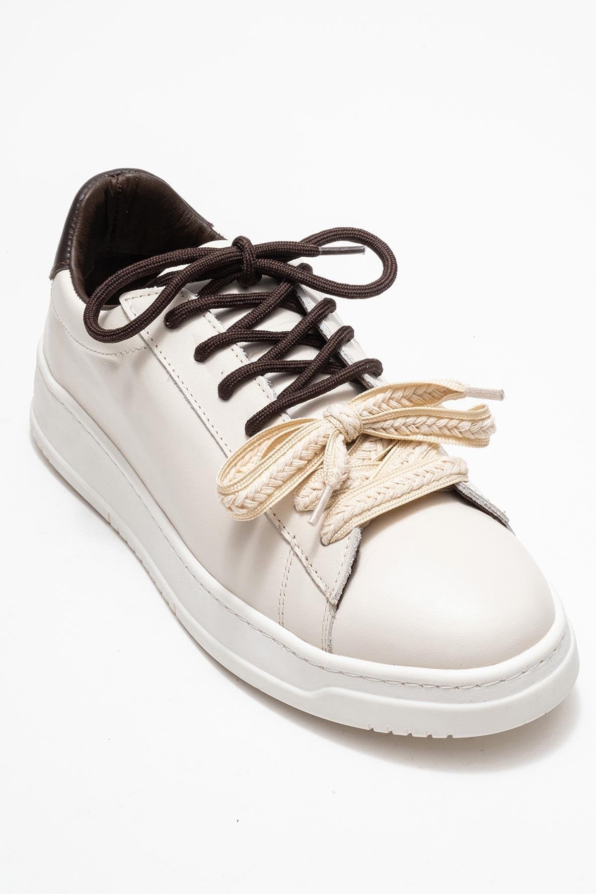 Warron - Ecru Brown Genuine Leather Sneaker (Women)